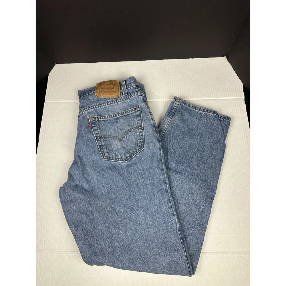 VTG Levis 550 USA Made Relaxed Fit Jeans Mens 36x31 Y2K Streetwear Blue Denim